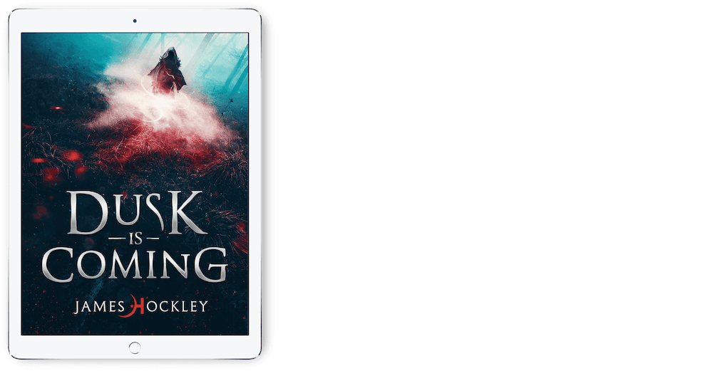 tablet showing a dark-colored cover with a hooded figure